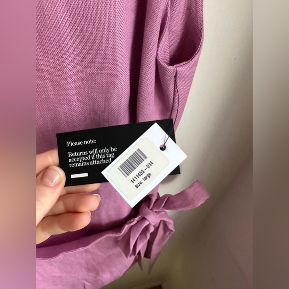 NWT BONDI BORN Martinique Wrap-effect Organic Linen Mini Dress - Pink size large - Picture 9 of 16